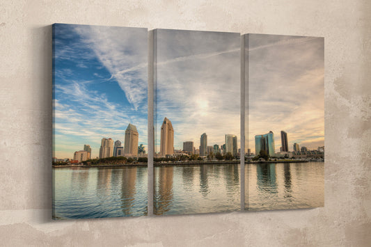 San Diego Skyline Canvas Leather Print, Made in Italy!