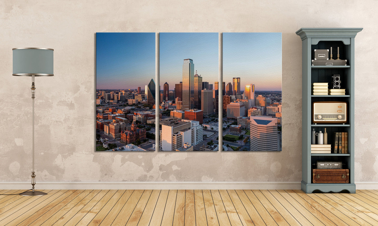 Dallas Texas at sunset canvas home art print