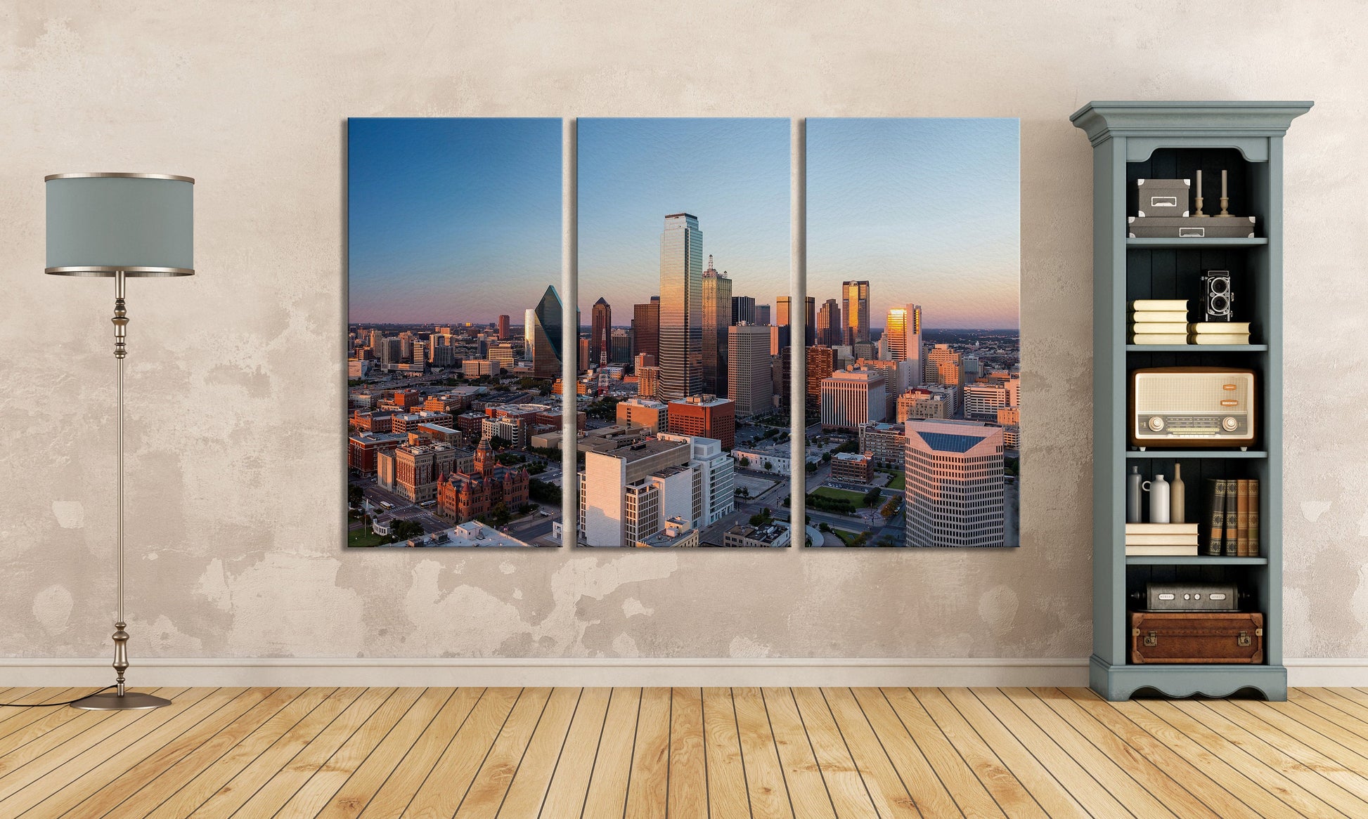 Dallas Texas at sunset canvas home art print