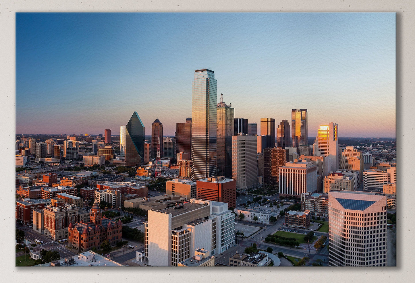 Dallas Texas at sunset canvas wall art print Made in Italy