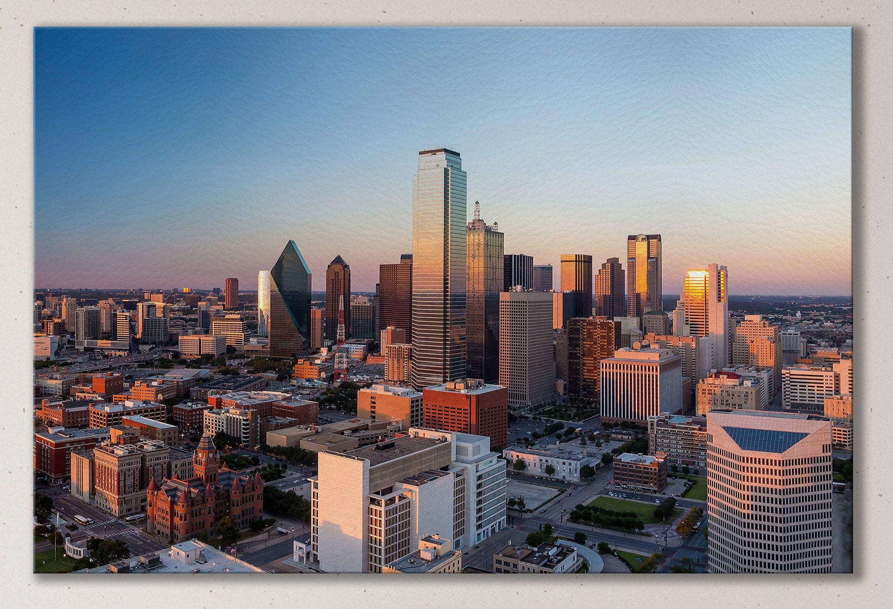 Dallas Texas at sunset canvas wall art print Made in Italy