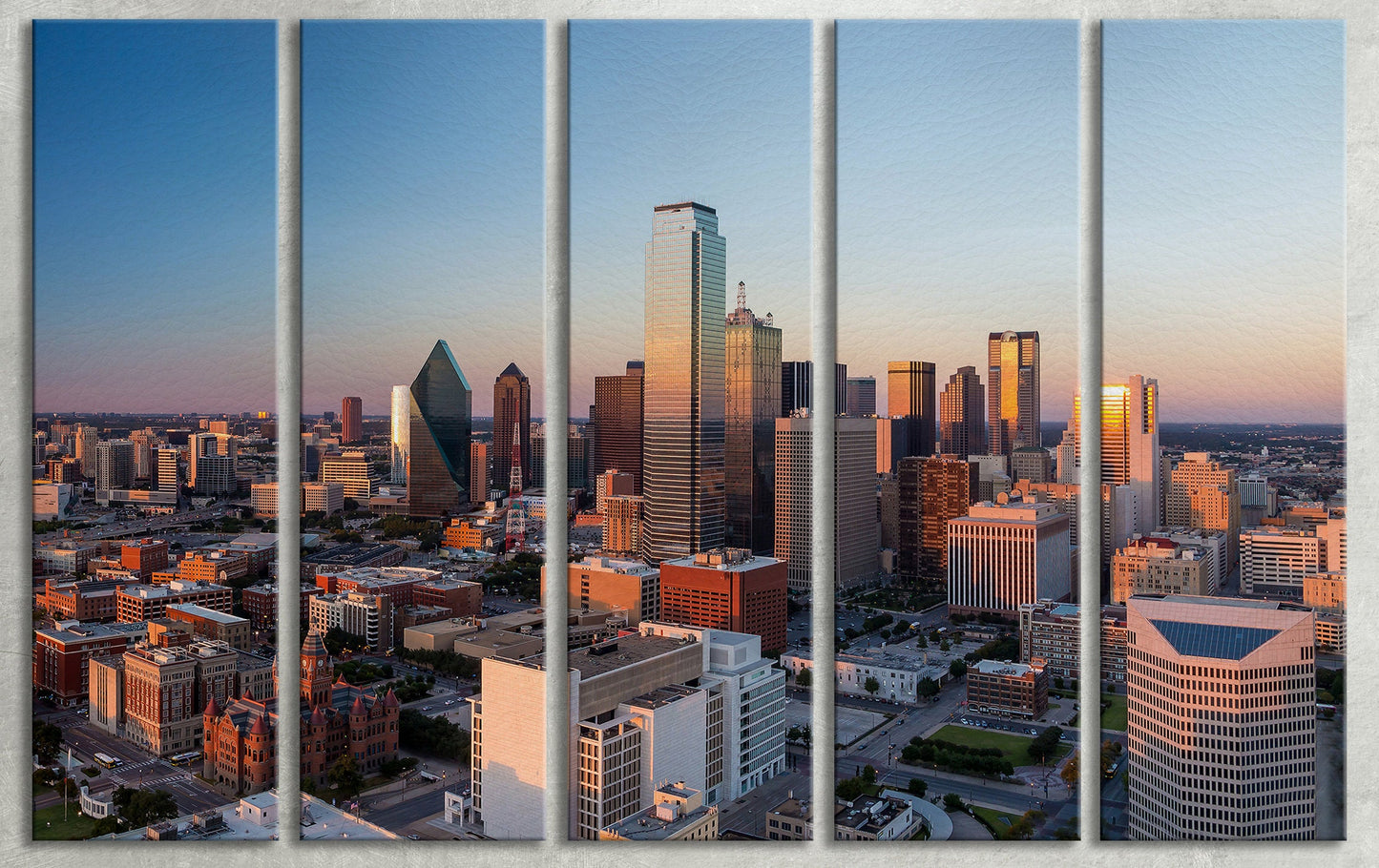 Dallas Texas at sunset canvas wall art 5 panels print