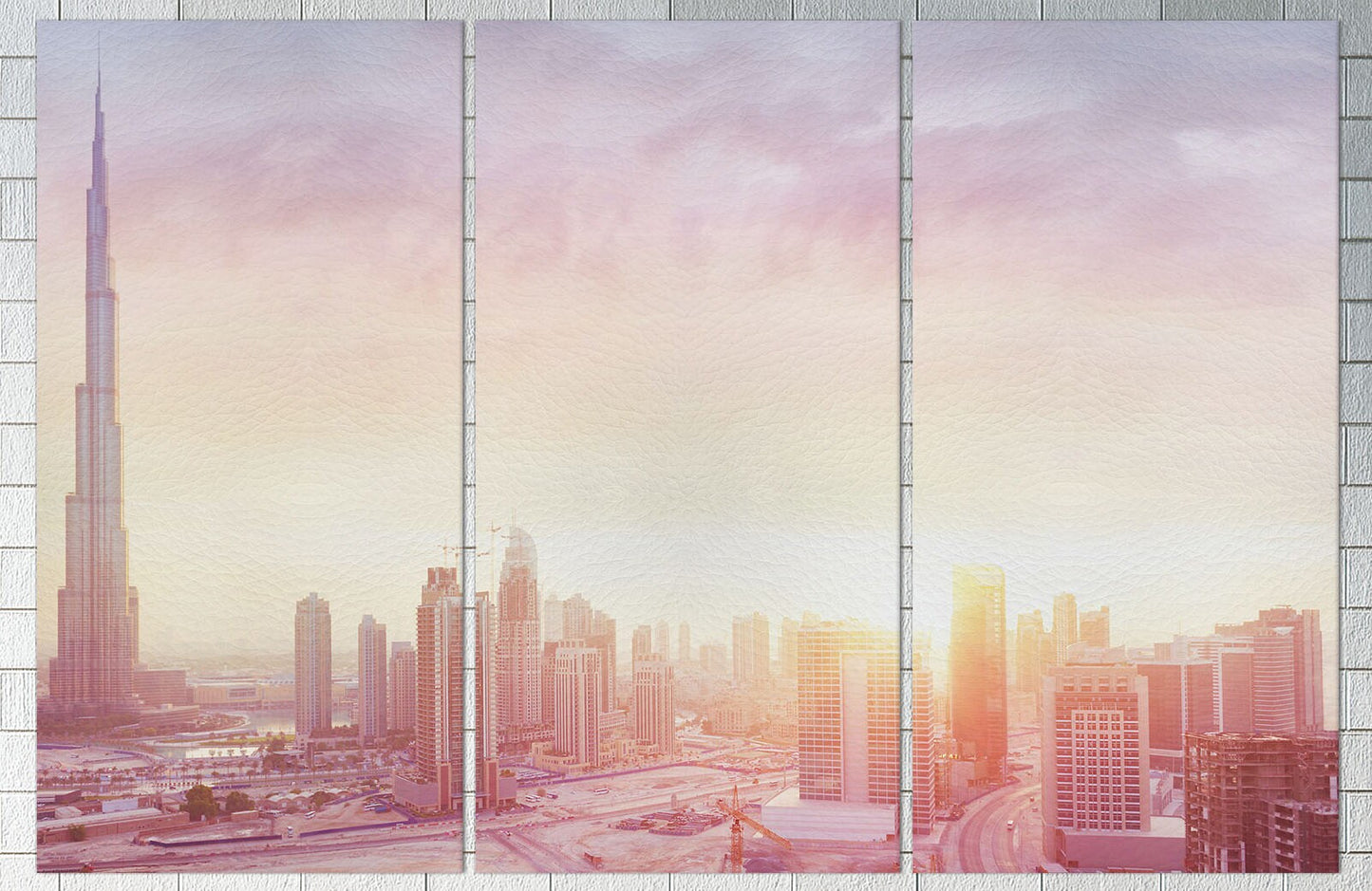 Dubai Sunrise Framed Canvas Leather Print