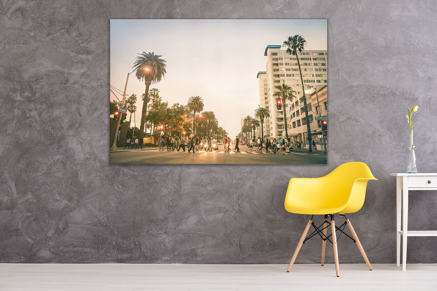 Santa Monica Ocean Ave Framed Canvas Leather Print