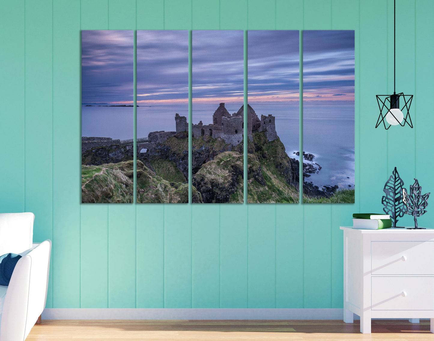 Dunluce Castle, Northern Ireland Framed Canvas Leather Print