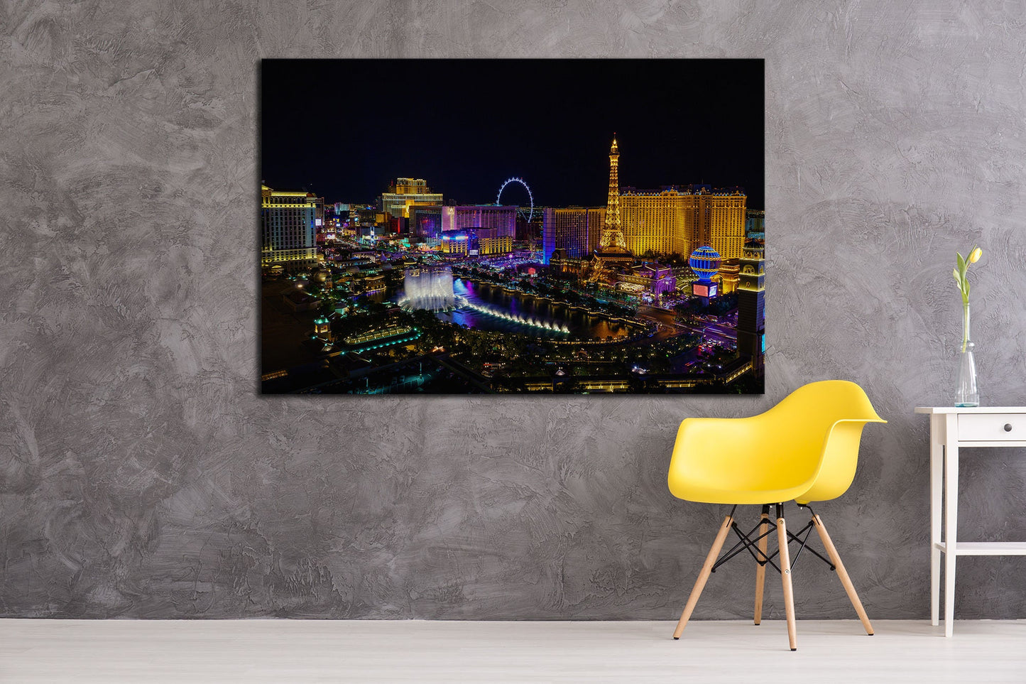 Las Vegas strip aerial framed canvas leather print