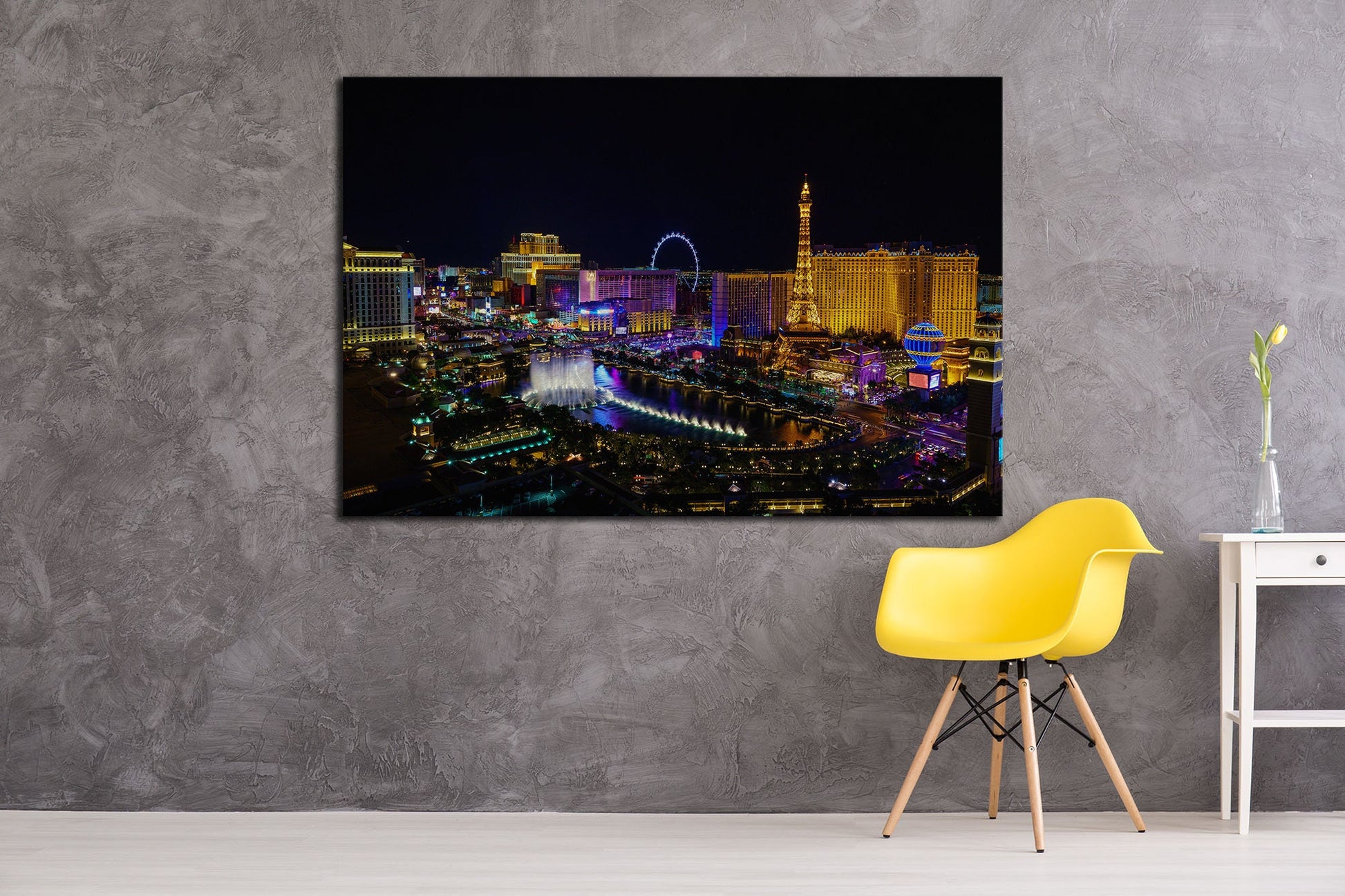 Las Vegas strip aerial framed canvas leather print