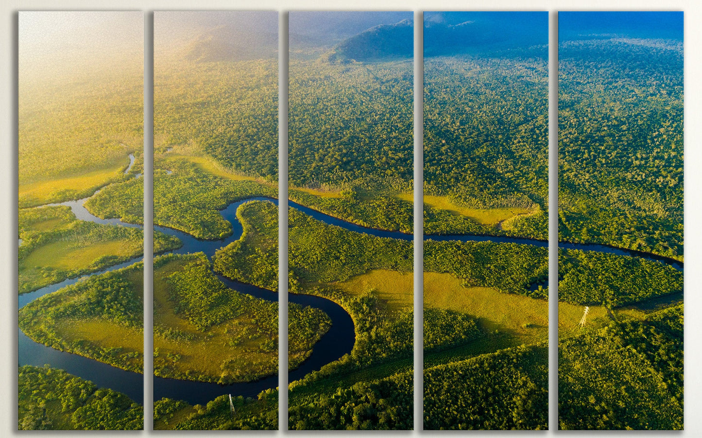 Manaus Amazon Rainforest Aerial View PETA Approved Eco Leather Canvas Multi Panel Art Frame