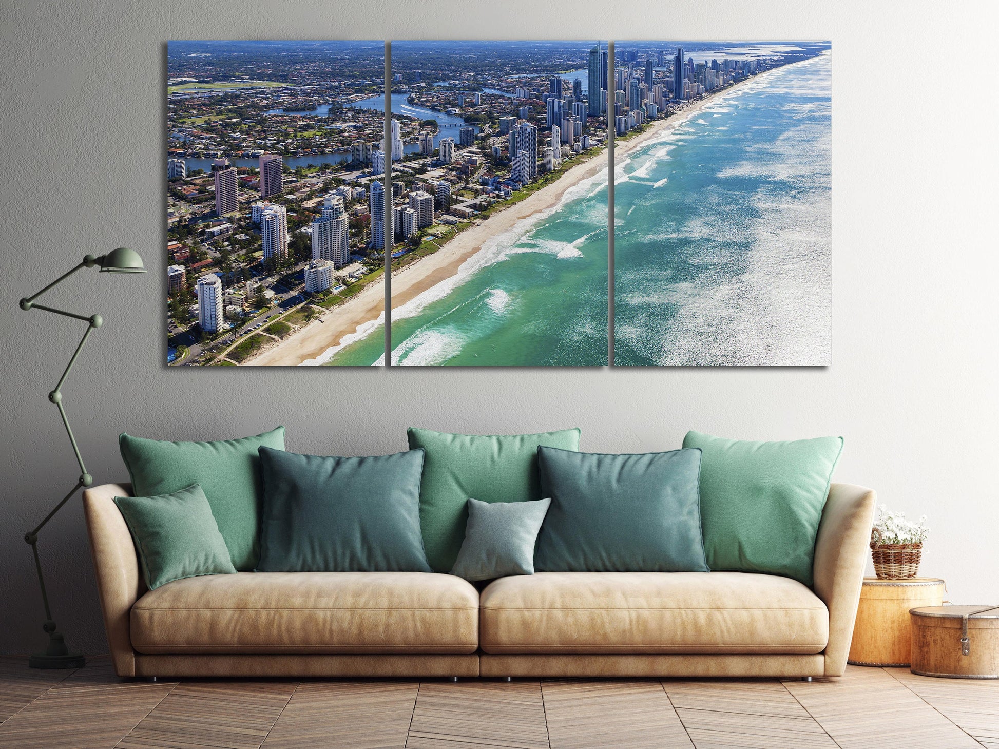 Gold Coast, Queensland, Australia Framed Canvas Leather Print