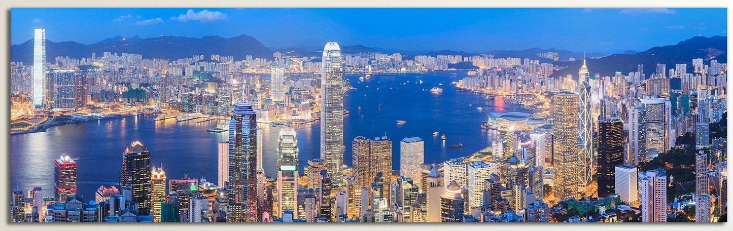 Hong Kong skyline from Victoria Peak canvas leather print