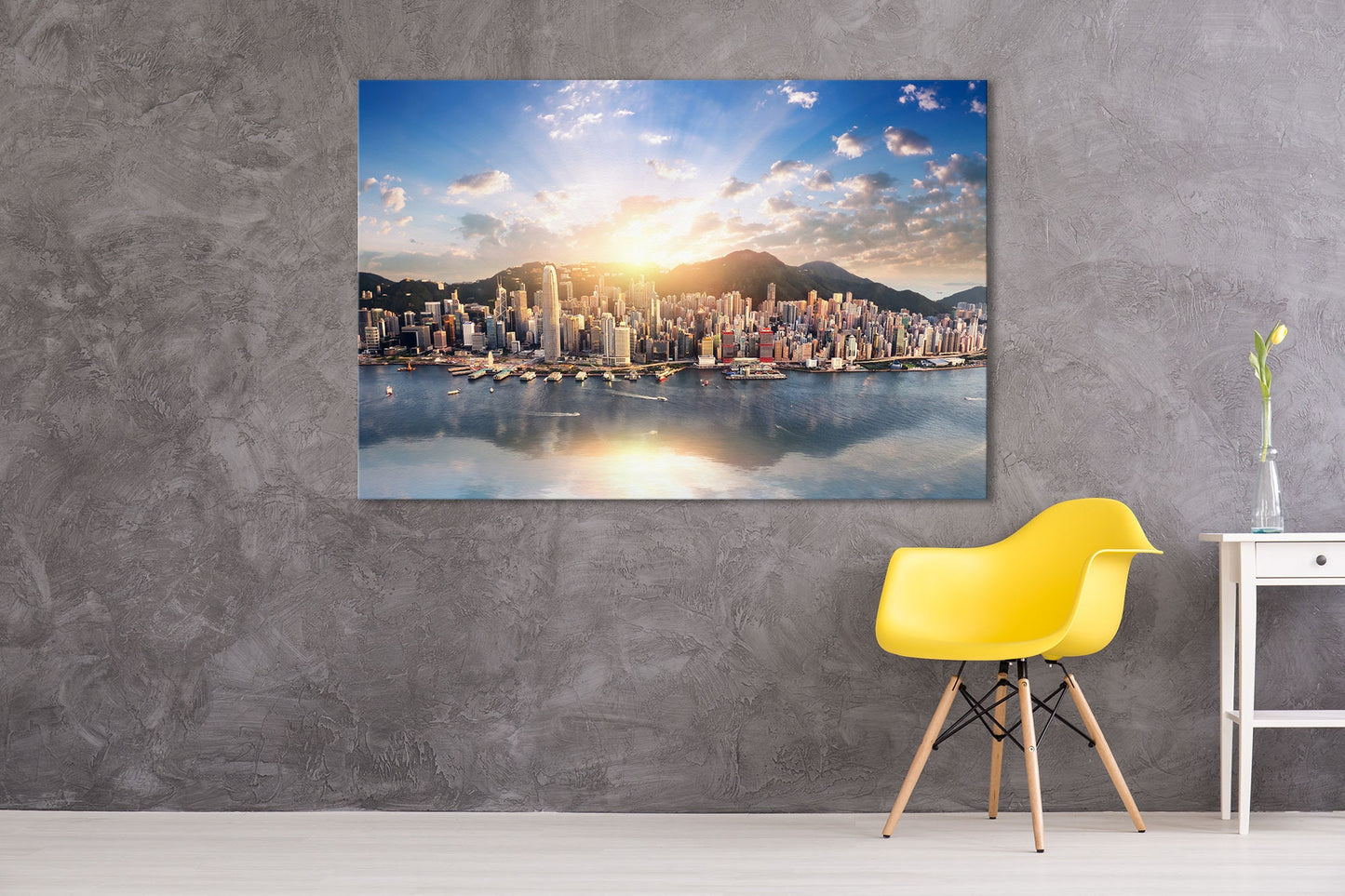 Hong Kong Extra Large Framed Canvas Leather Print