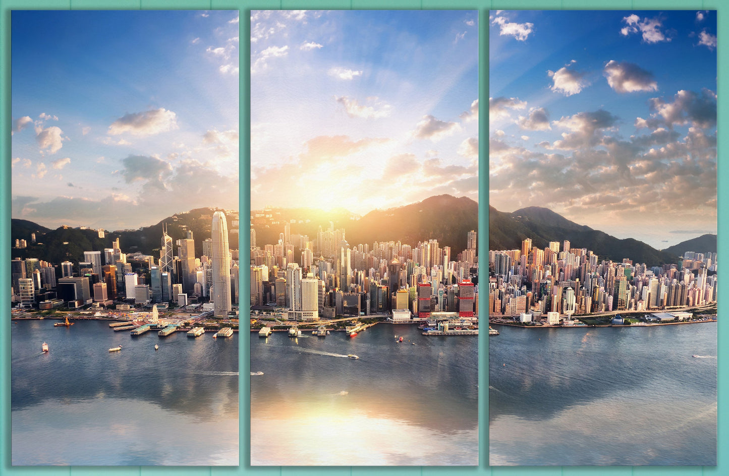 Hong Kong Extra Large Framed Canvas Leather Print