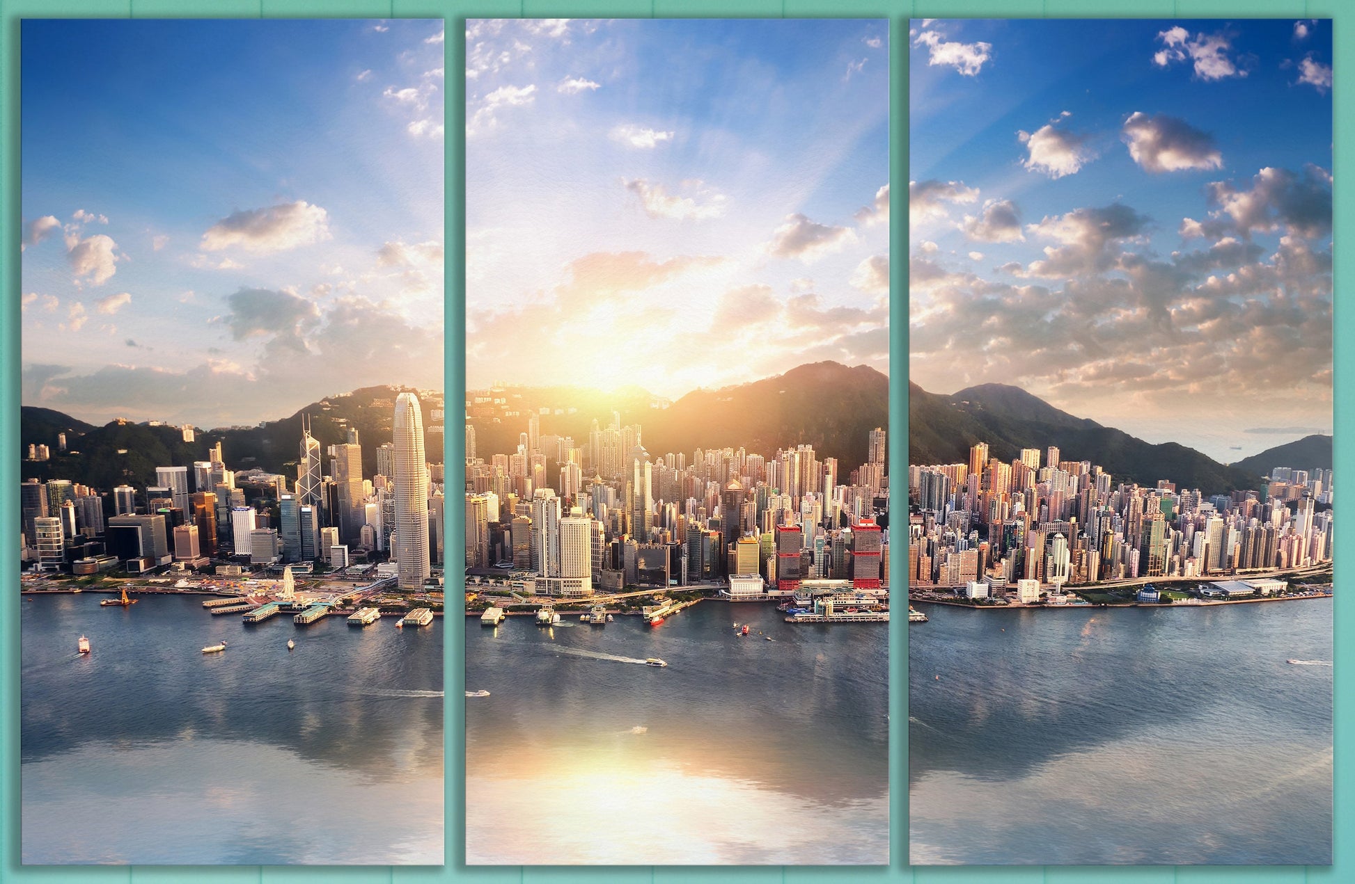 Hong Kong Extra Large Framed Canvas Leather Print