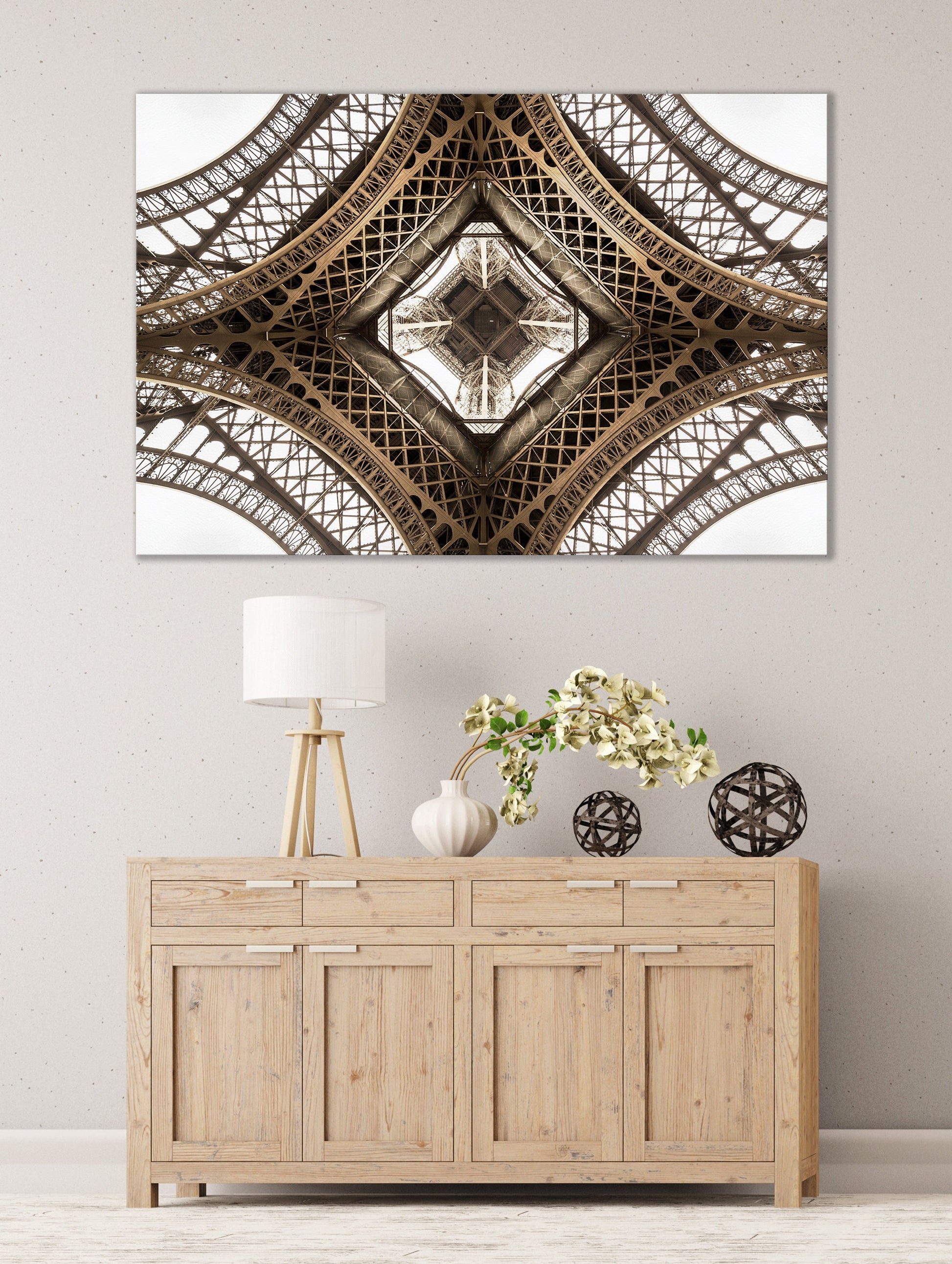 Tour Eiffel Bottom View Framed Canvas Print