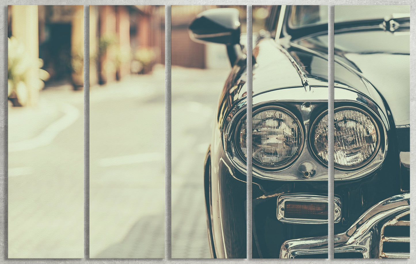Vintage Car Headlight PETA Approved Faux Leather Canvas Wall Art