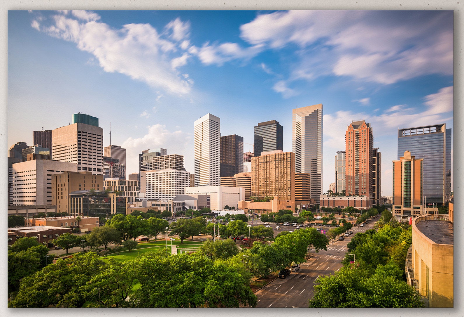 Houston, Texas Framed Canvas Leather Print