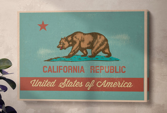 California Flag Artwork Framed Canvas Leather Print
