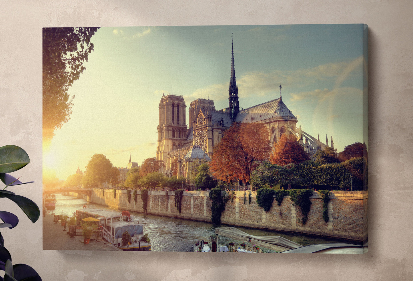 Notre-Dame Cathedral in Paris Sunrise Leather Print