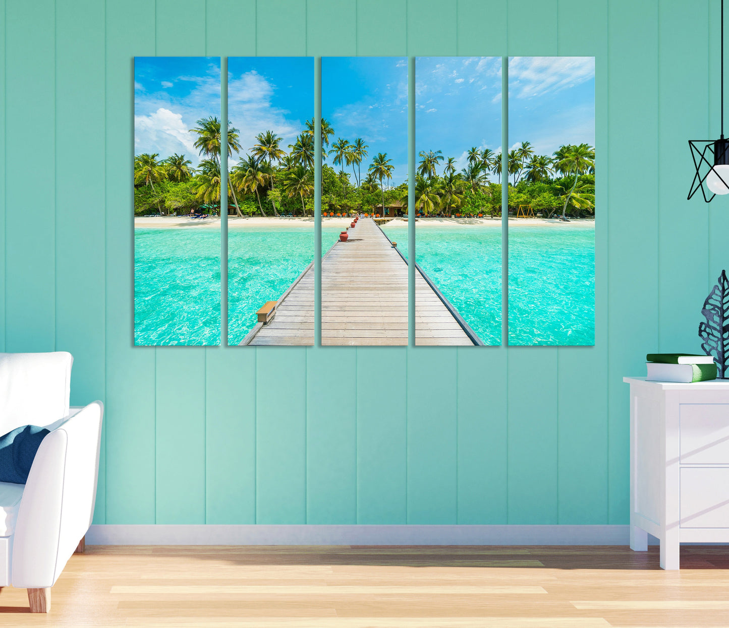 Maldives Island Framed Canvas Leather Print