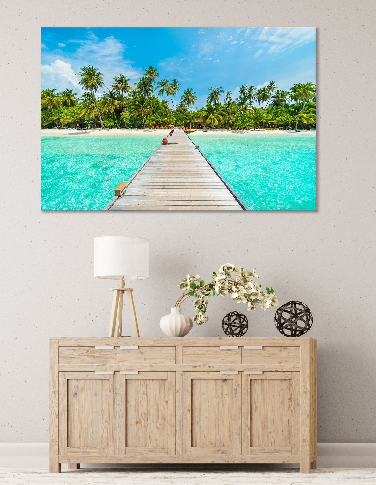 Maldives Island Framed Canvas Leather Print