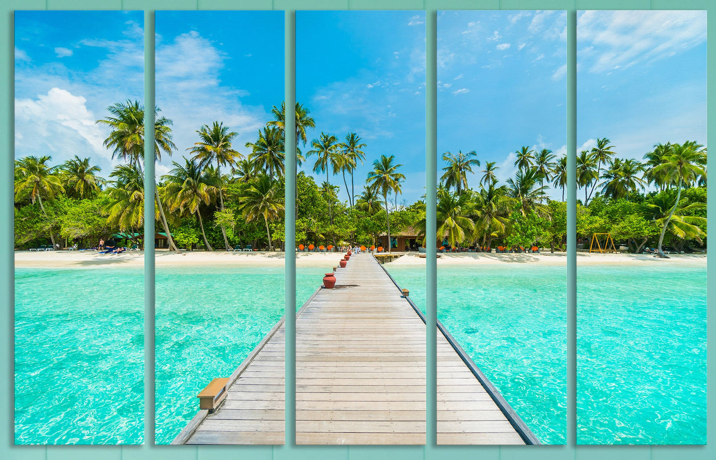 Maldives Island Framed Canvas Leather Print
