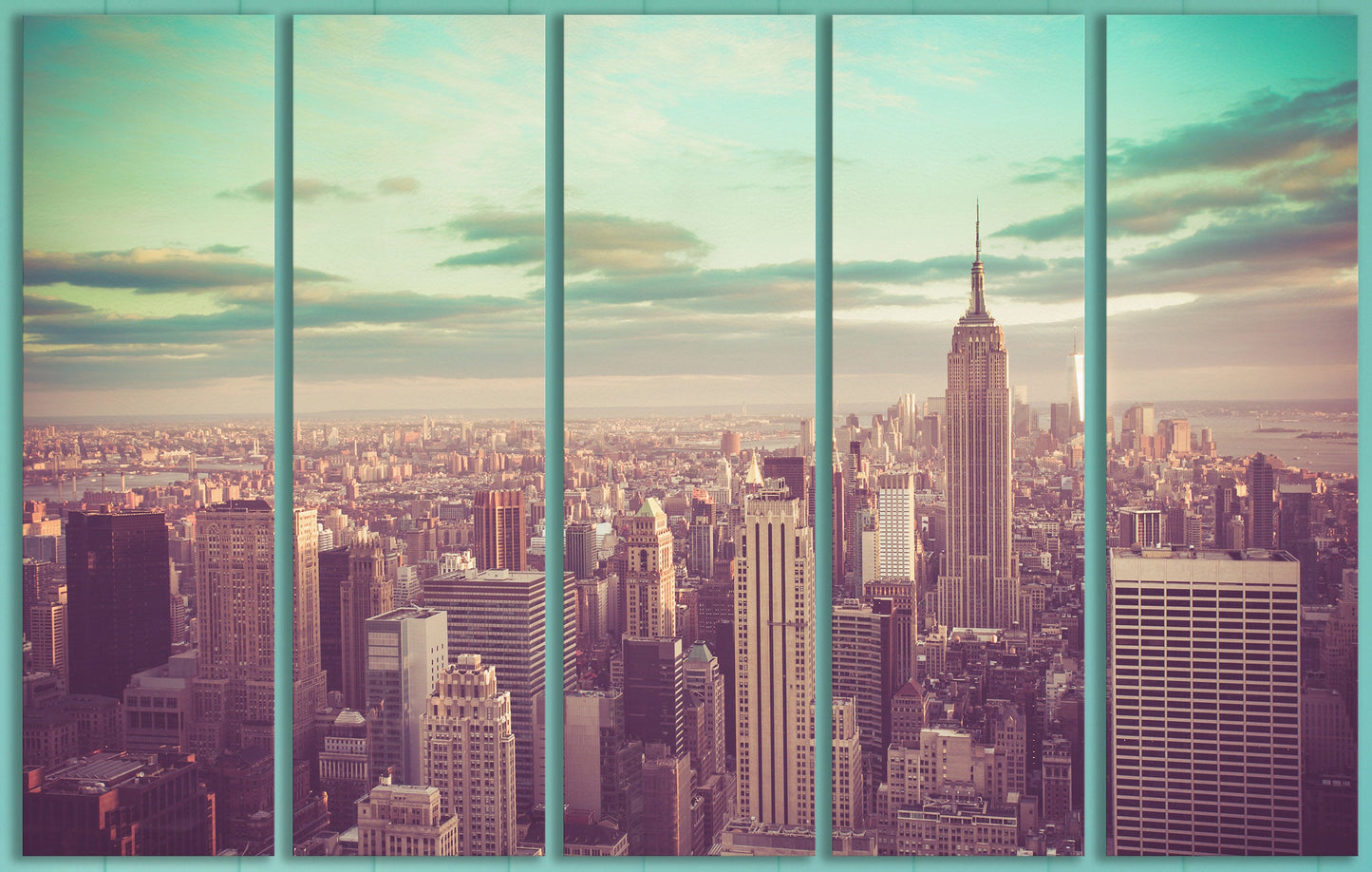 New York City, Manhattan vintage wall art canvas print 5 panels