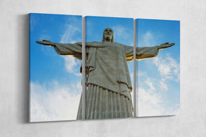 Christ the Redeemer Brazil Canvas Eco Leather Print, Made in Italy!