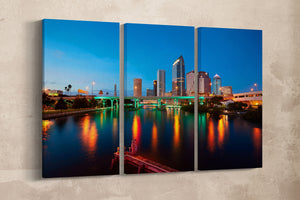 Tampa Hillsborough River Skyline Sunset Wall Art Canvas Print