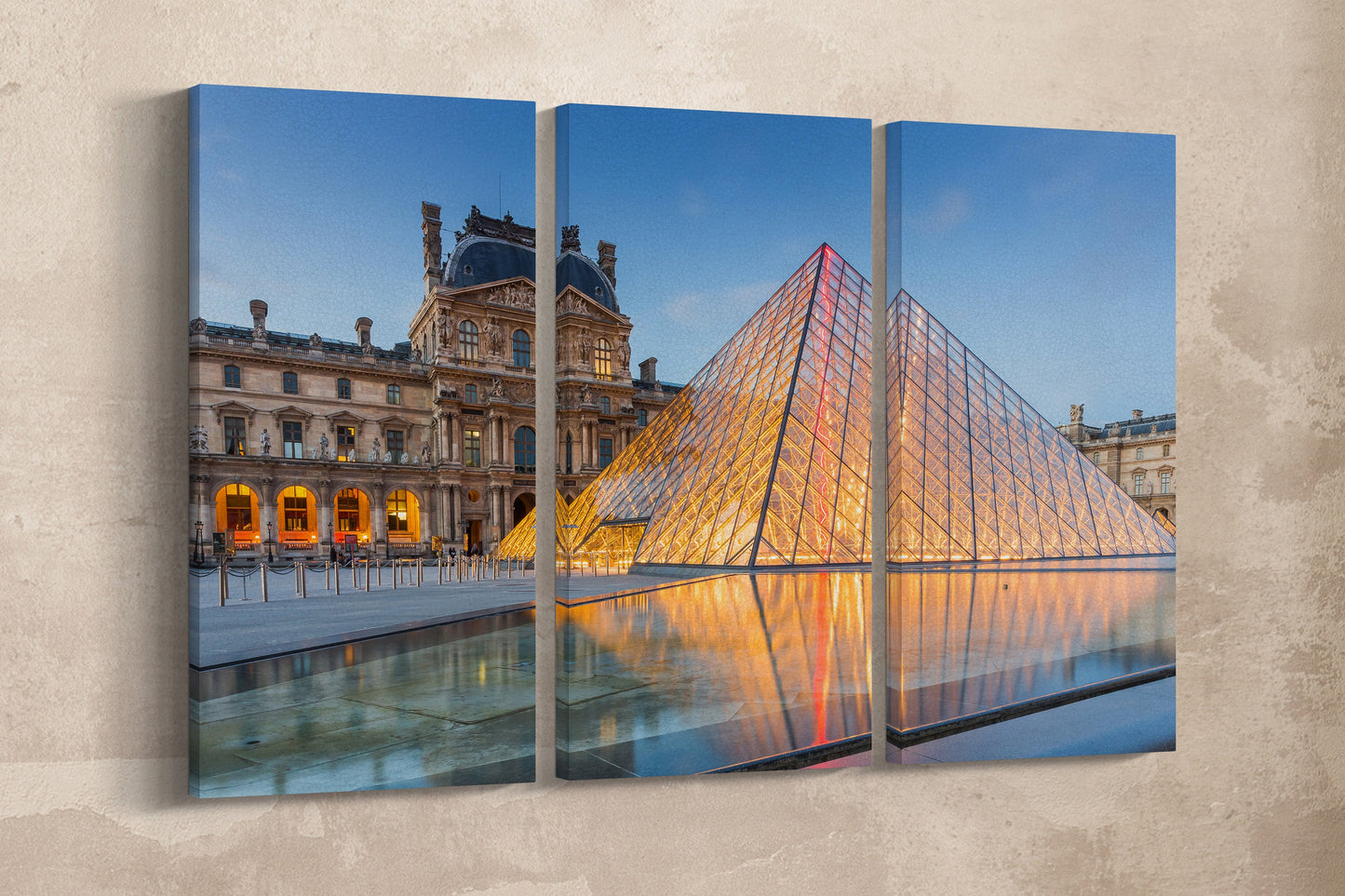 Louvre Museum in Paris, France Canvas Eco Leather Print, Made in Italy!