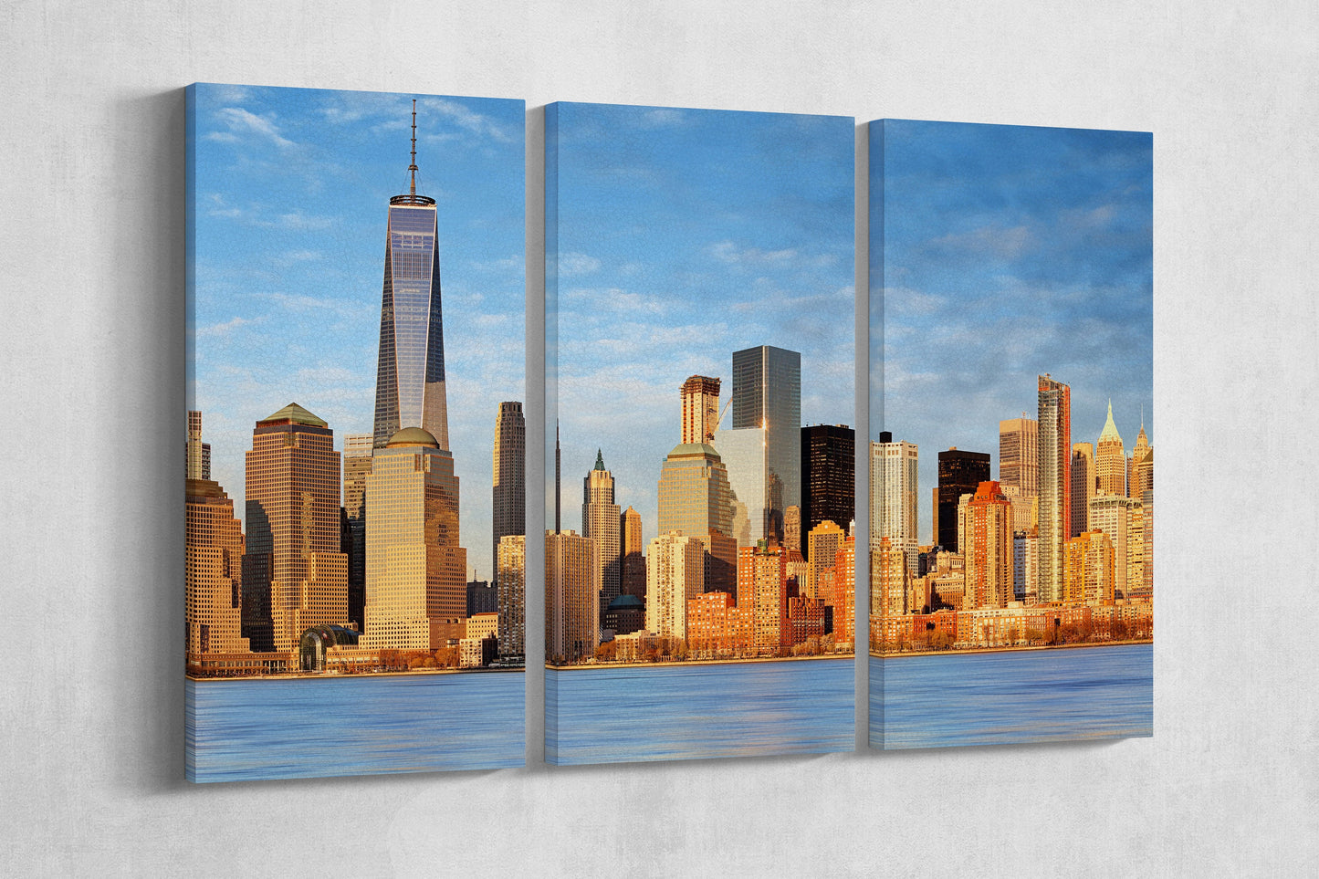 Manhattan skyscrapers and One World Trade Center Canvas Eco Leather Print, Made in Italy!