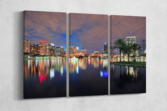 Orlando Skyline Lake Eola Florida Wall Decor Canvas