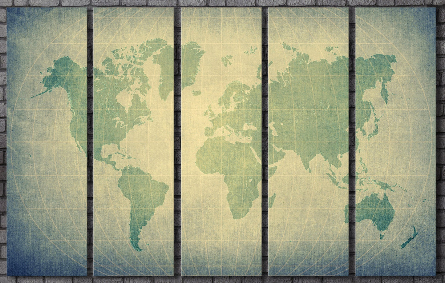 Retro World Map Framed Canvas Print