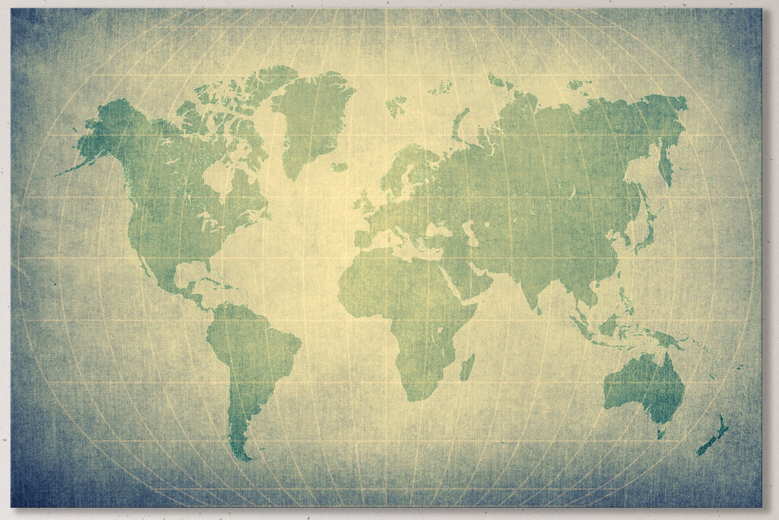 Retro World Map Framed Canvas Print