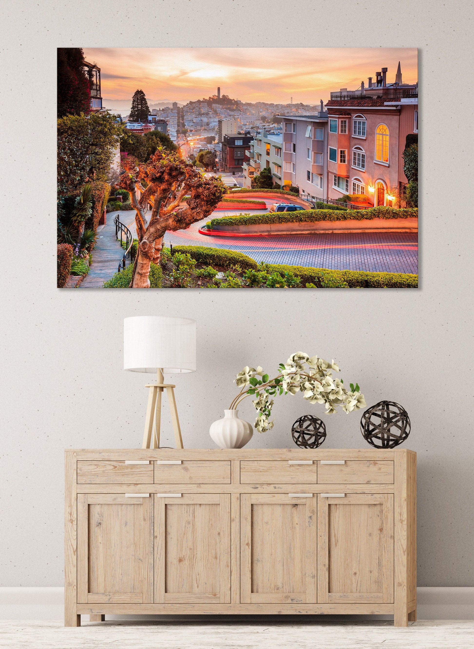 San Francisco Lombard Street Framed Canvas Print