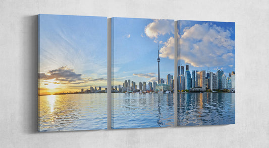 Toronto skyline at sunset Ontario, Canada Framed Canvas Print