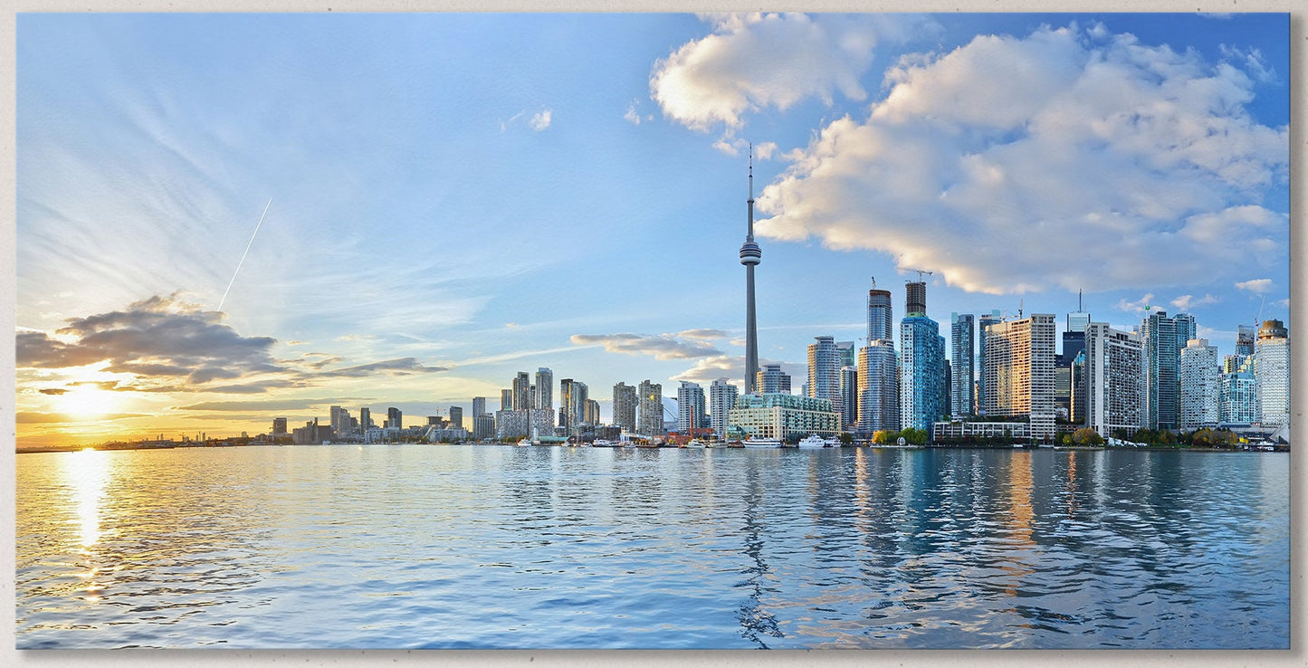Toronto skyline at sunset Ontario, Canada Framed Canvas Print
