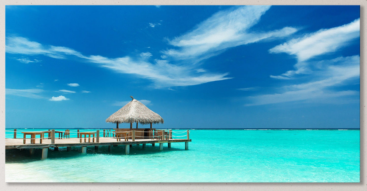 Maldives Tropical Bar Framed Canvas Print