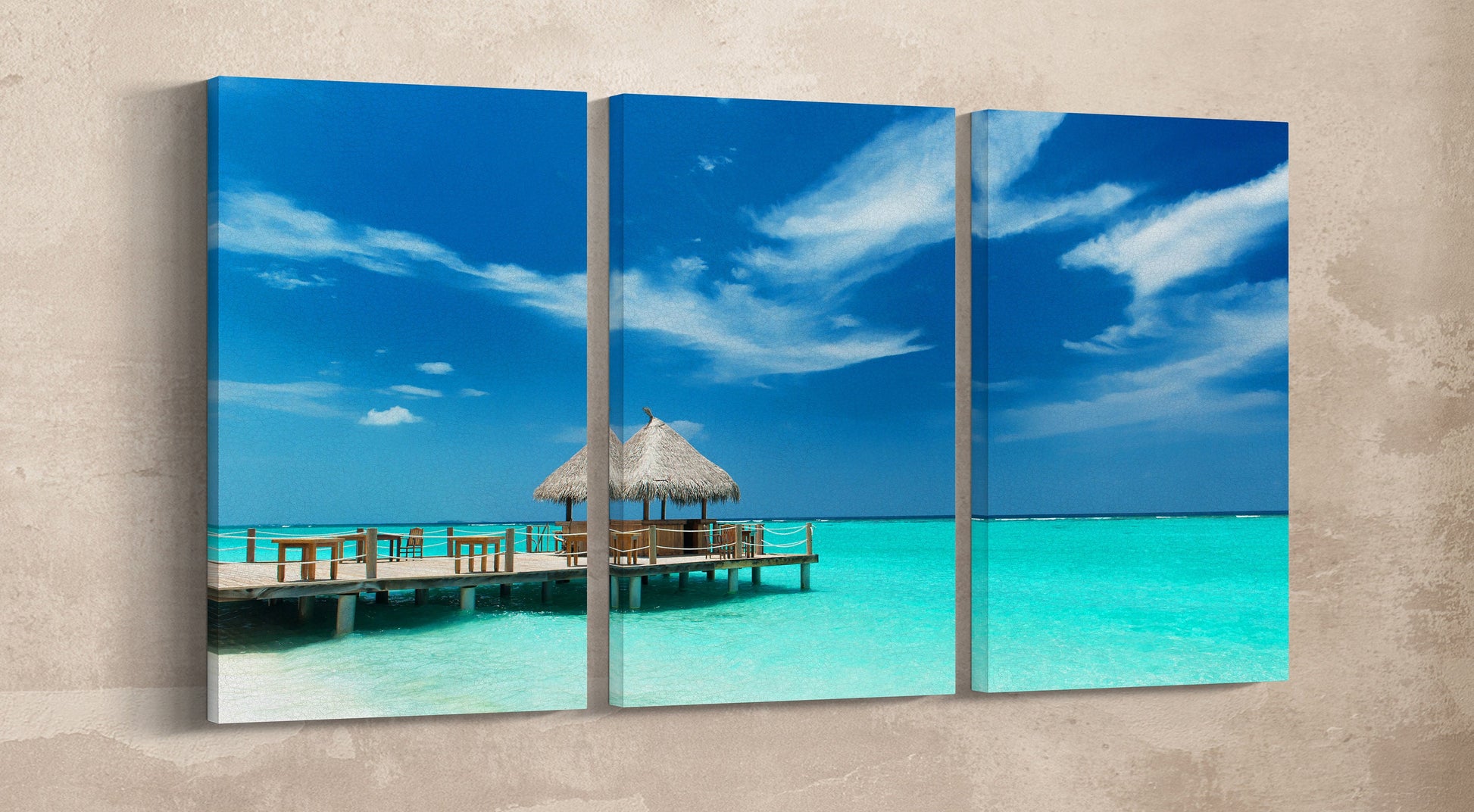 Maldives Tropical Bar Framed Canvas Print