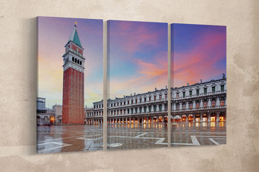 San Marco Square Venice Venezia Italy Canvas Eco Leather Print, Made in Italy!