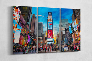 3 Panel Times Square New York Framed Canvas Leather Print