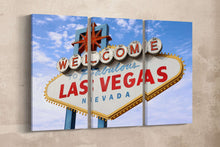 Charger l&#39;image dans la galerie, 3 Panel Welcome to Fabulous Las Vegas Framed Canvas Leather Print