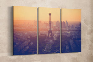 3 Panel Tour Eiffel Vintage Filter Framed Canvas Leather Print