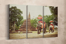 Laden Sie das Bild in den Galerie-Viewer, Ayutthaya, Thailand Walking with Elephants Canvas Eco Leather Print, Made in Italy!