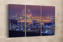 Charger l&#39;image dans la galerie, Seoul Fireworks Festival, South Korea Canvas Eco Leather Print, Made in Italy!