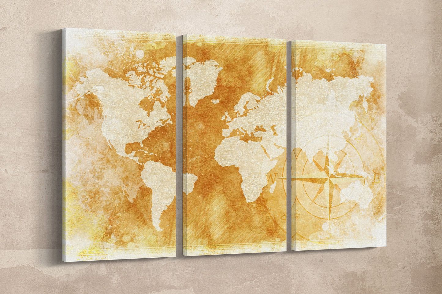 Rustic World Map Canvas Eco Leather Print