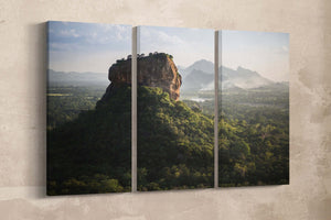 Sigiriya Lion Rock Fortress Sri Lanka Wall Art Canvas Eco Leather Print 3 Panels