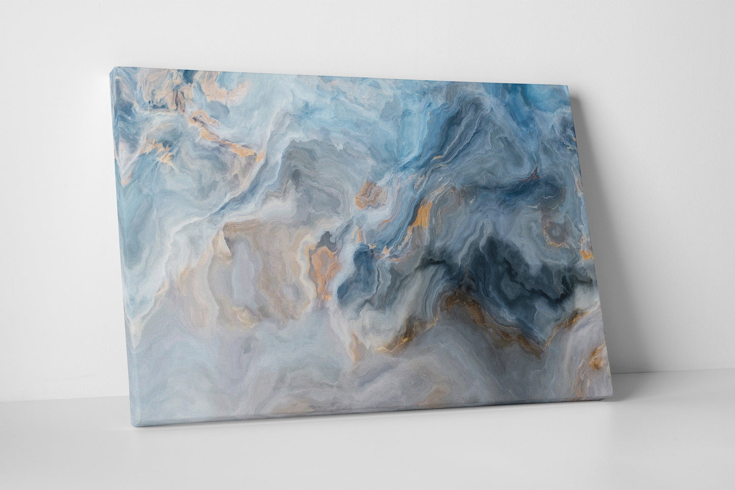 Blue marble pattern framed canvas leather print floor