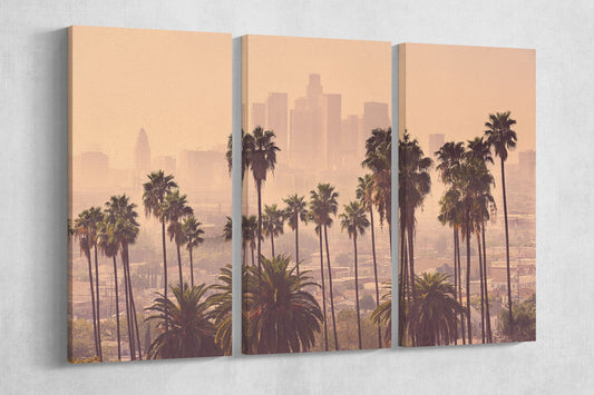 LA Palms Soft Tones Framed Canvas Leather Print