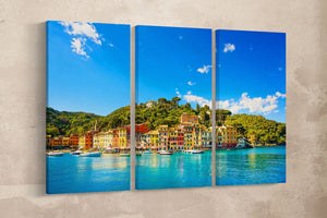 Portofino Genova Liguria Italy Canvas Eco Leather Print, Made in Italy!