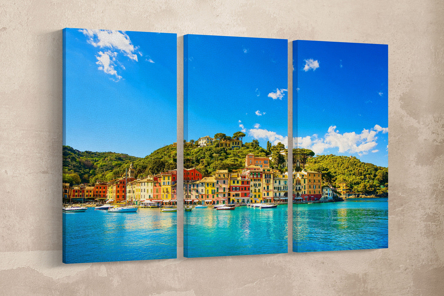 Portofino Genova Liguria Italy Canvas Eco Leather Print, Made in Italy!